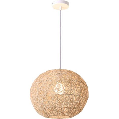 Suspensions Luminaire en Rotin - Lampe Suspendue Fait à la Main avec Ampoule - Décors pour Maison, Chambre Ø20cm (1/4)