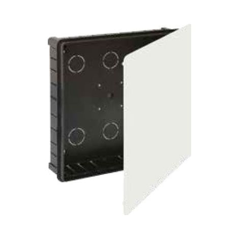 Solera – Boîtier encastré 200x200mm – Pince métallique pour maintien sécurisé – 16 entrées de 40mm – Couvercle à lames blanc