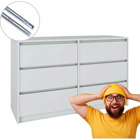 Cassettiera con 6 cassetti, grigio chiaro, funzionalità e stile 120x75,2x43 cm (1/5)