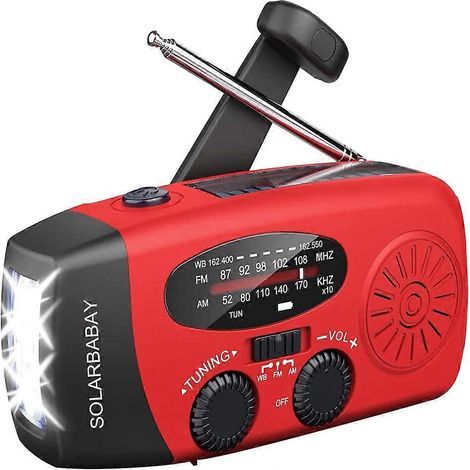 Radio météo d'urgence autonome et rechargeable avec antenne télescopique pour une réception améliorée et une expérience radio portable. comprend (1/5)