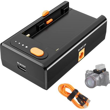 NPF-02 Chargeur de Batterie pour Batterie NP-F avec entrée/Sortie USB-C PD 25W, Adaptateur d'alimentation DC 8V/12V pour Tous Les appareils Photo sans Miroir/DSLR. (1/5)