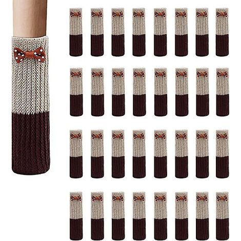 Lot de 32 chaussettes antidérapantes en laine pour pieds de chaise, protection pour meubles, tables et sols. (1/5)