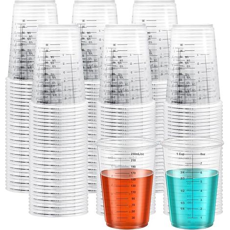 Graduated Measuring Cups 240ml for Epoxy Resin  PP Plastic Mixing Cups with ml/oz Graduation for Painting, Pigments, Glues and Crafts (1/5)