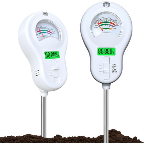 Testeur de Sol 5 en 1 Haiaveng, Appareil de Mesure pour Jardin et Agriculture, Analyseur de Terre avec pH, Humidité, Température, Lumière et Fertilité du Sol (1/5)