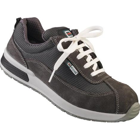 Chaussure de sécurité pour femmes Sandra Taille 38 gris, biaisée blanc cuir velours avec matière textile S1P SRC EN ISO 20345 (1/3)