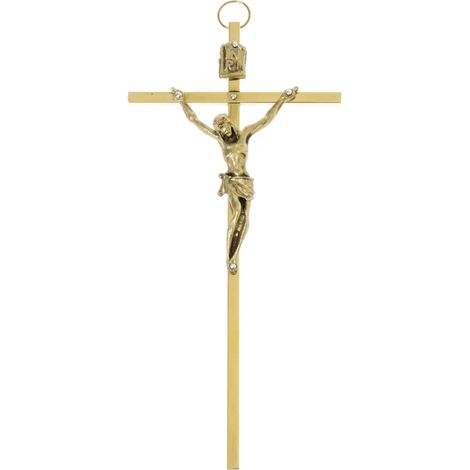 Croix suspendue en laiton doré 7 x 14,5 cm (1/2)