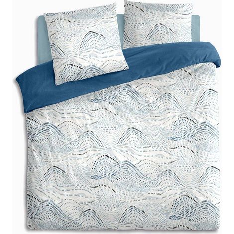 Parure 2 Personnes 260 x 240 cm Housse de couette avec 2 taies en Percale de Coton Imprimé Ilyan - Atmosphera