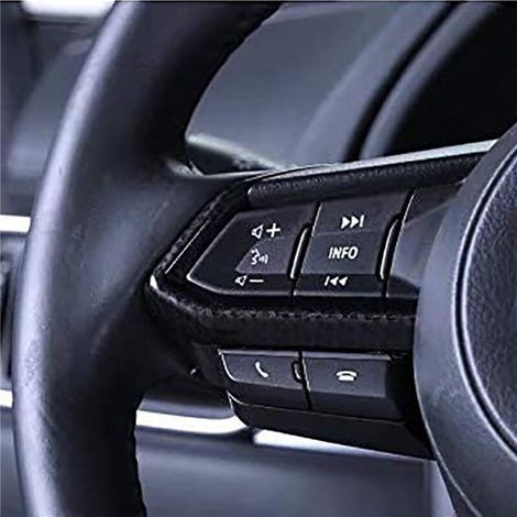 6x Accessoires de Voiture, Housse DéCorative en Fibre de Carbone pour Volant IntéRieur Bouton Paillette, pour 3 6 Cx-4 Cx-5 CX-9 (1/2)