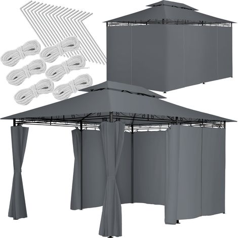 Pavillon de jardin 4 x 3 m en polyester et acier gris anthracite