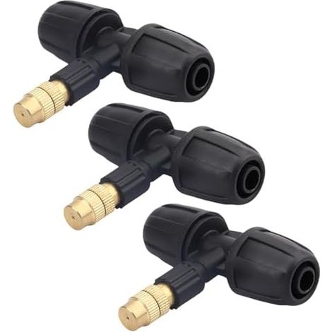 3 Stück Bewässerungsdüsen, Drei-Wege-Zerstäubungsdüse, Einstellbare Nebeldüse Spritzdüse,Bewässerungsdüse aus Messing, für 8/12 mm Tropfschläuche,für Gartenbewässerung Gewächshaus Sämling (1/5)