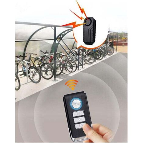 Allarme con telecomando per bicicletta elettrica, allarme antifurto a induzione wireless, allarme a vibrazione nero ad alto volume. (1/4)