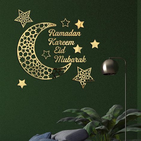 Autocollant Miroir Acrylique 3D Croissant Ramadan pour Portes Fenêtres Placards (1/5)