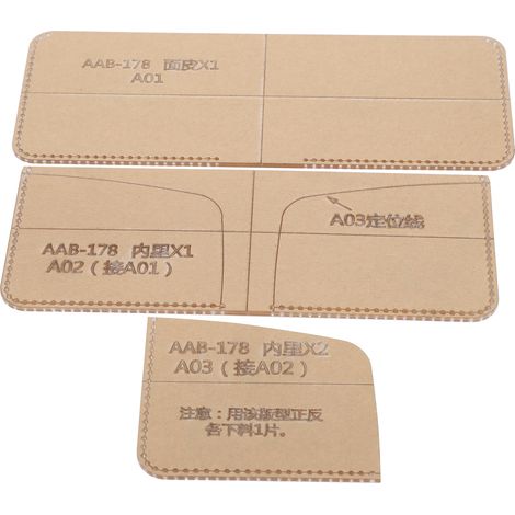 Gabarit acrylique pour portefeuille court, modèle de sac à main à faire soi-même, pochoir, outil de travail du cuir fait main (1/5)