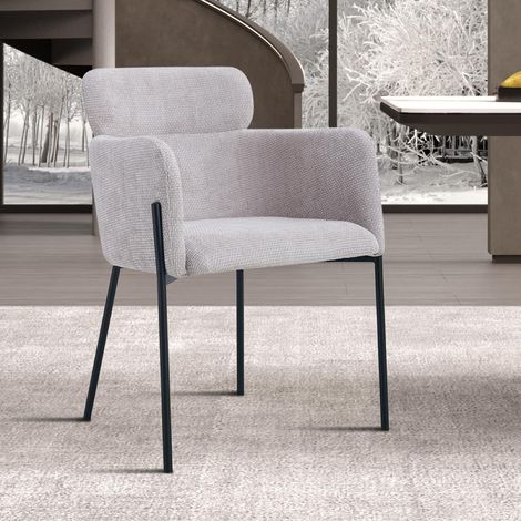 Chaise fauteuil en tissu beige NOEMIE (lot de 2) (1/5)
