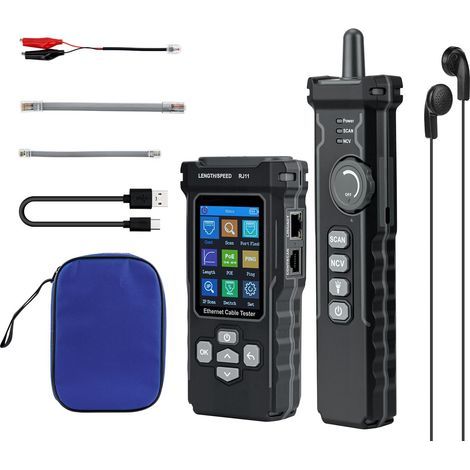 Mcbazel Testeur de Réseau RJ11 RJ45 avec Scan IP, Testeur de Tension pour POE et PING avec NCV Stylo Électrique, Instrument de Mesure de Réseau Testeur de Puissance de Ligne pour Tests Cat5/Cat6 POE (1/5)