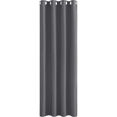 Rideau Occultant - Rideau Thermique Isolant Anti Froid Rideaux à Oeillets Décoration Chambre Fenetre, Bloquer Lumineux & Prêt à Poser, L 132 x H 160 cm, Gris, 1 Panneau (1/5)