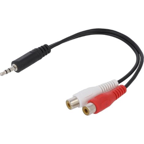 Cable Jack 3.5mm male RCA femelle x2 200mm - Noir