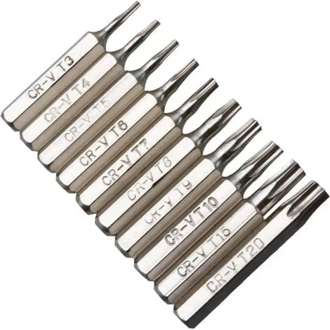 Jeu de 10 embouts de tournevis Torx CR-V T3 à T20 pour la réparation de téléphones portables (motif fleurs de prunier) M89B (1/5)