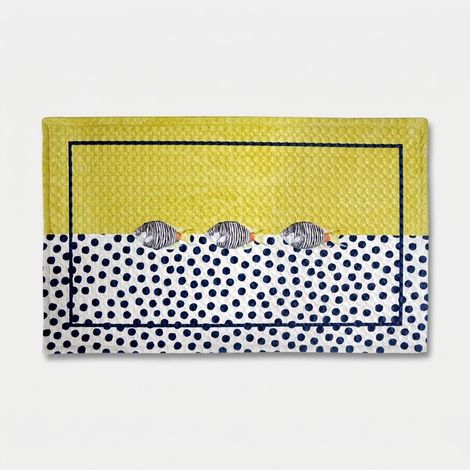 Tappeto bagno in velluto trapuntato antiscivolo Rengali - Giallo (1/2)