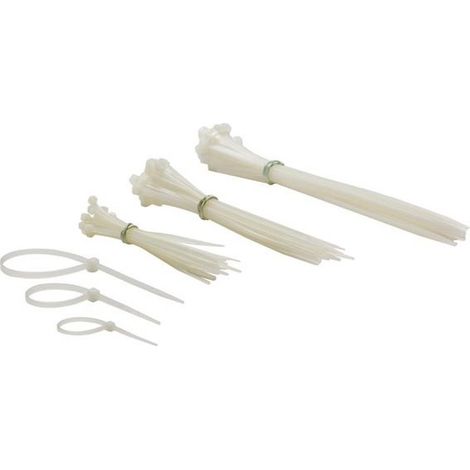 Jeu de serre-cables en nylon - diff,rentes dimensions - blanc (75 pcs)