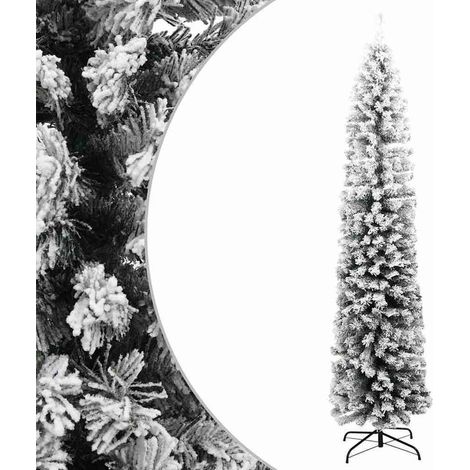 Sapin de Noël artificiel mince flocon de neige vert 240 cm PVC (1/5)