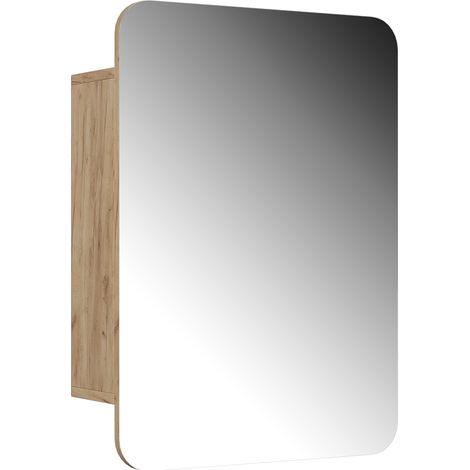 Armario con espejo para baño Zino, Roble dorado, 70 x 50 cm con estantes, Vicco