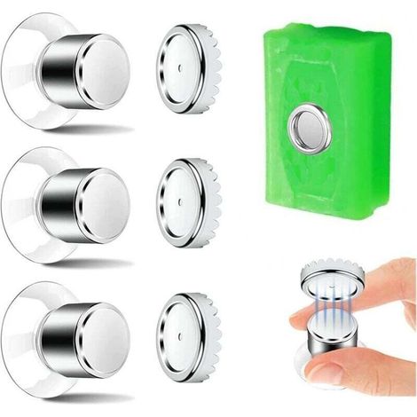 Set of 3 Magnetic Soap Holders, Soap Dish with Suction Cup - Strong Hold, Shower Soap Holder Without Drilling, Stainless Steel Magnetic Soap Holder for Bathroom and Kitchen (1/5)