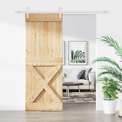 vidaXL Porta scorrevole Naturale e Bianco 80 x 210 cm