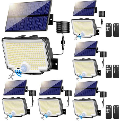 Lampe Solaire Extérieur Detecteur de Mouvement【310 LED/3Mode/Angle d'éclairage 270 °】, Lumiere Solaire Extérieure avec Télécommande, Étanche Eclairage Exterieur Solaire avec Câble de 5M 2 pièce (1/5)