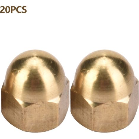 Kit d'écrous borgnes en laiton, tête de dme, ensemble d'écrous hexagonaux, fixations de véhicule (M6, 20 pièces) (1/5)