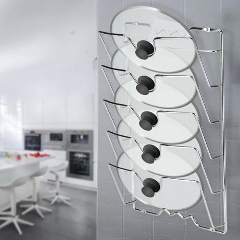 Support mural pour couvercles de casserole et poêle - Rangement pratique cuisine (1/4)