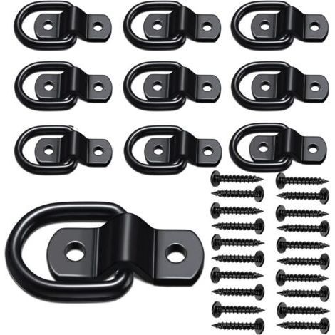 Pair Ancre D - ring 1 / 4 \"Heavy Duty remorque ancre boulon anneau 1200 LBS capacité remorque Carte Tour ancre support crochet kit pour SUV, RV, camping - car, Van voiture bateau moto montage de surf (1/4)