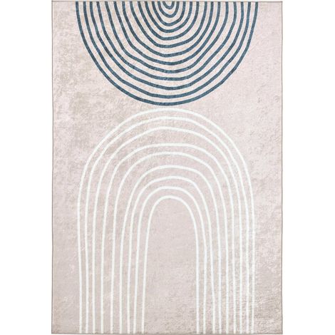 Tapis moderne beige antidérapant lavable en machine - 120 x 160 cm (1/5)