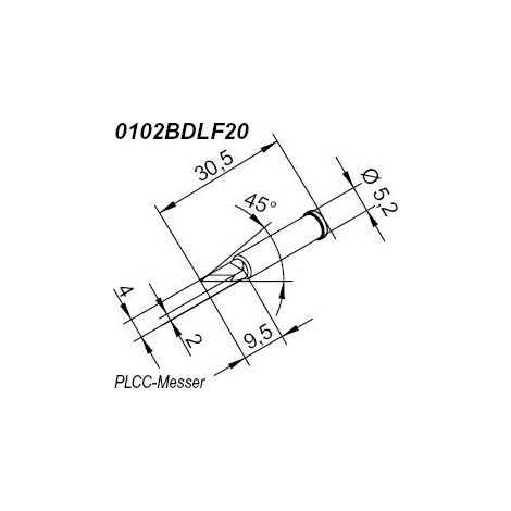 Ersa 0102BDLF20 Punta de soldador 2 mm recta
