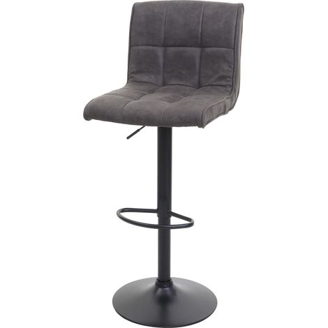 Sgabello da bar sedia alta in finta pelle scamosciata grigio scuro stile vintage 040001235