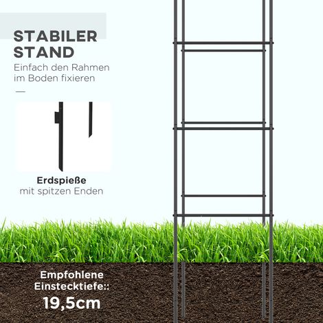 Arceau de jardin, support pour rosiers, treillis métallique noir, 1,40 x 0,40 x 2,40 m (1/5)