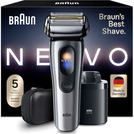 Rasoio elettrico a lamina Braun NEVO15000C da uomo argentato impermeabile 60 min