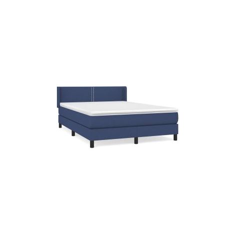 Sommier à lattes de lit avec matelas Bleu 140x200 Tissu (1/5)