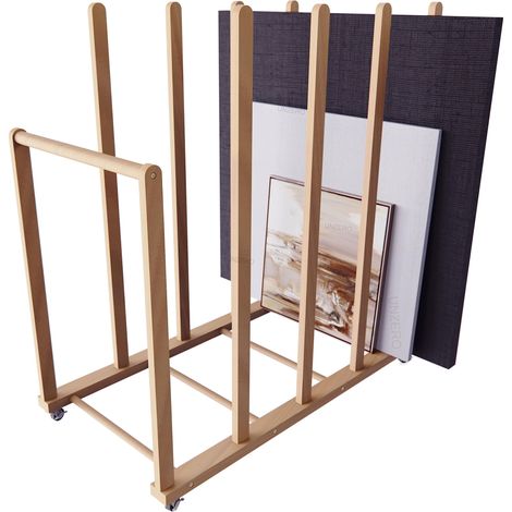 Étagère de rangement pour toile d'art, étagère de rangement pour toiles d'art, étagère de rangement d'art avec poignée et roulettes pour planche à dessin, panneau, bloc de papier pour studios (1/5)