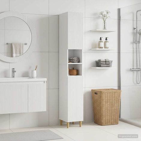 vidaXL Armadio da Bagno con Ripiano Aperto ARNHEM Bianco Lucido