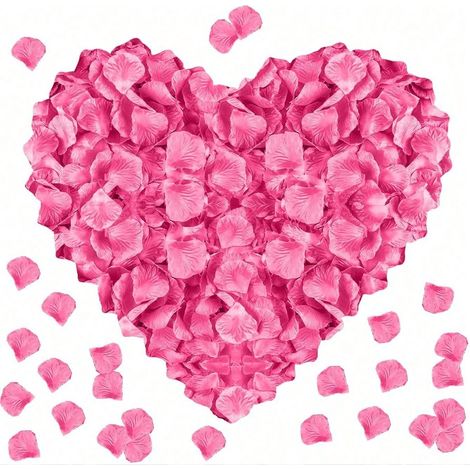 2000 pétales de rose artificiels en soie, couleur rose, pour décoration de mariage, soirée, Halloween, remplissage de boîte cadeau, demande en mariage romantique, décoration intérieure (1/5)