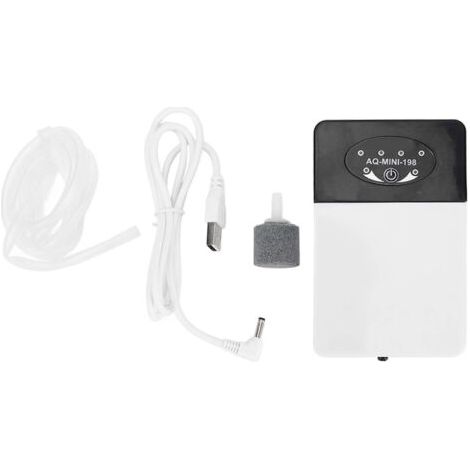 Pompe à oxygène en plastique, mini, mono-orifice, silencieuse, USB, pour aquarium, 5 V CC, 1 W (1/5)