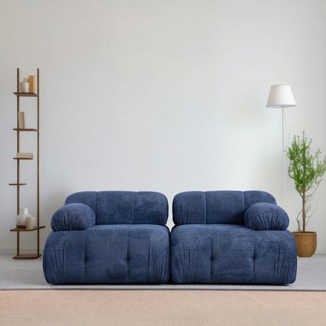Canapé modulable 2 places bleu, assise profonde 190 cm ICA (1/5)