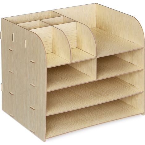 Organizer da scrivania moderno con 10 scomparti dimensioni 27,5 x 32,5 x 25 cm in MDF nero 130012134