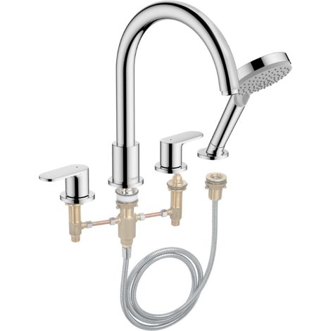 Hansgrohe – Mélangeur de baignoire 4 trous – Finition chromée – Technologie AirPower pour jet doux – Corps d'encastrement inclus