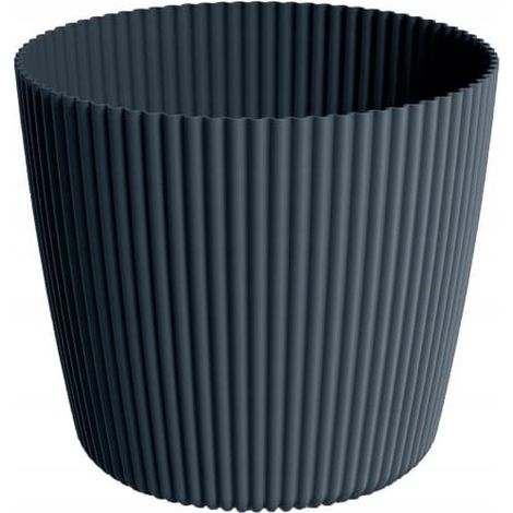 Vaso da fiori classico Milly rotondo in plastica color antracite, 14,6x12,9 cm.