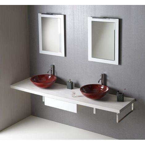 AVICE Plan de vasque MDF 190x50cm, épaisseur 5cm, chêne ancien (1/5)