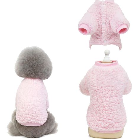 1 pull pour chien ou chat, rose, en peluche, taille M à XXL, adapté aux saisons froides (1/5)