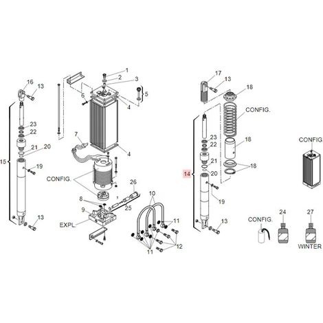 Cilindro Tuffante Per Barriera 640 Con Forcella Filettata Ricambio FAAC 63003418 (1/3)