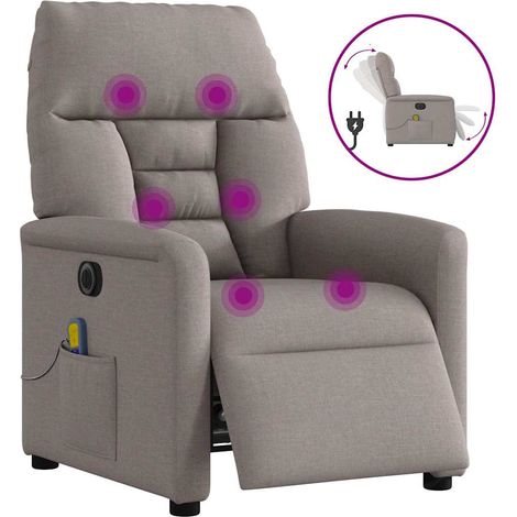 Massagesessel Elektrisch Taupe Stoff